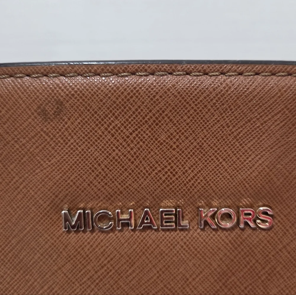 Michael Michael Kors Selma Large Leather Satchel Bag Luggage Brown AUTHENTC